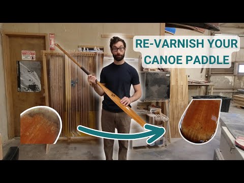 Varnishing a canoe paddle